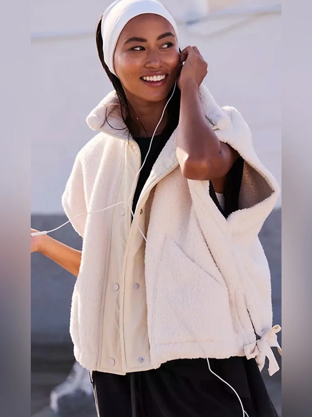 Free People Movement Scout it Out fleece vest in Birch Tree